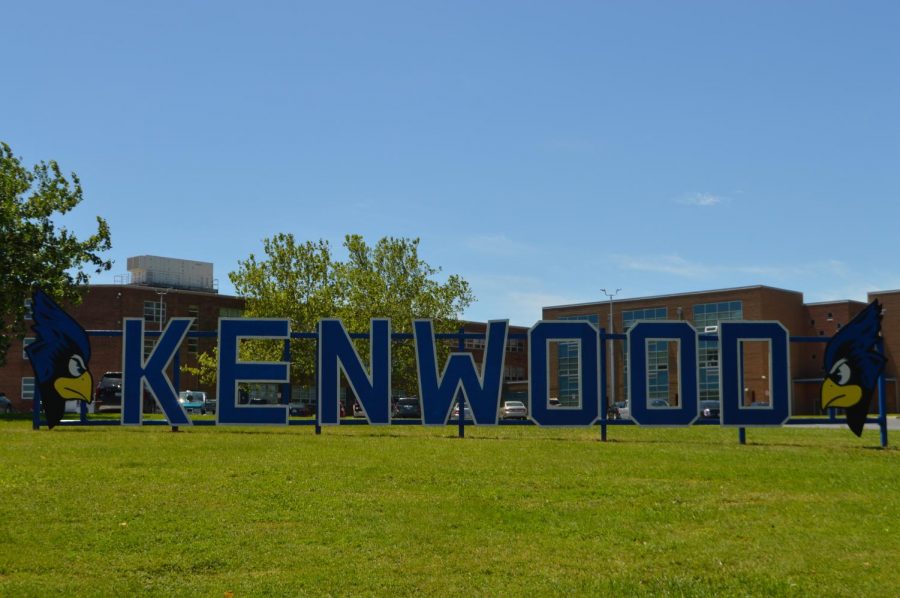 The Hollywood style sign Kenwood carpentry students built for their campus.