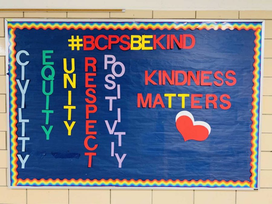 Mind over Matter Kindness Bulletin board outside KHS School Counseling office. 