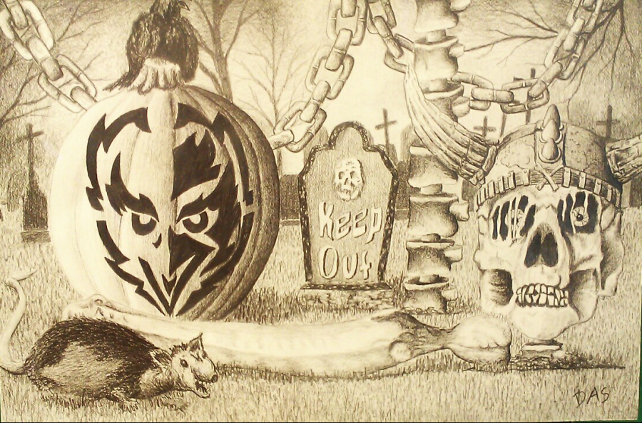 Halloween artwork created by KHS art teacher Mr. Dennis Shields