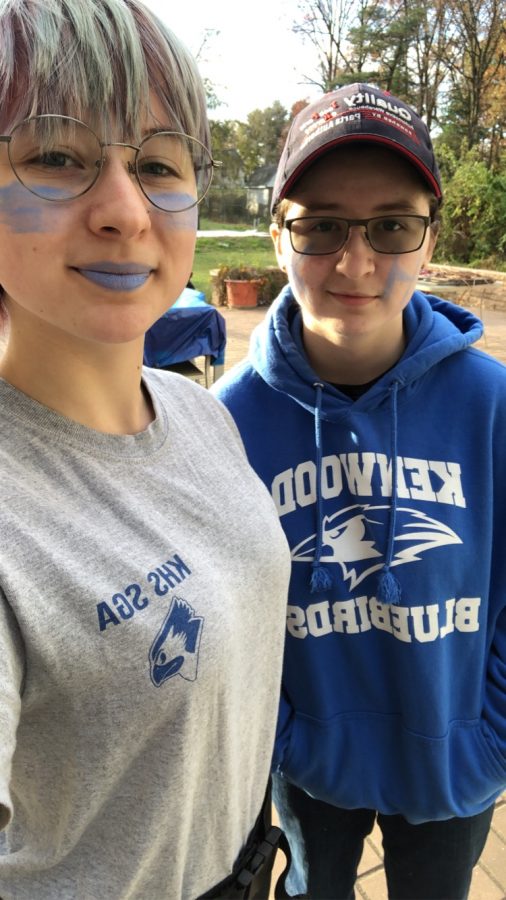 Emily and Abigail still showing their Kenwood spirit from home for the BCPS school spirit day. 