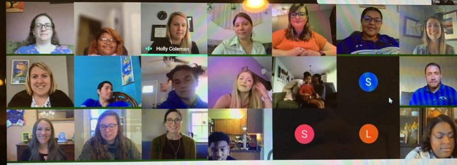Students and teachers met virtually on April 20 to induct students into select Honor Societies. 
