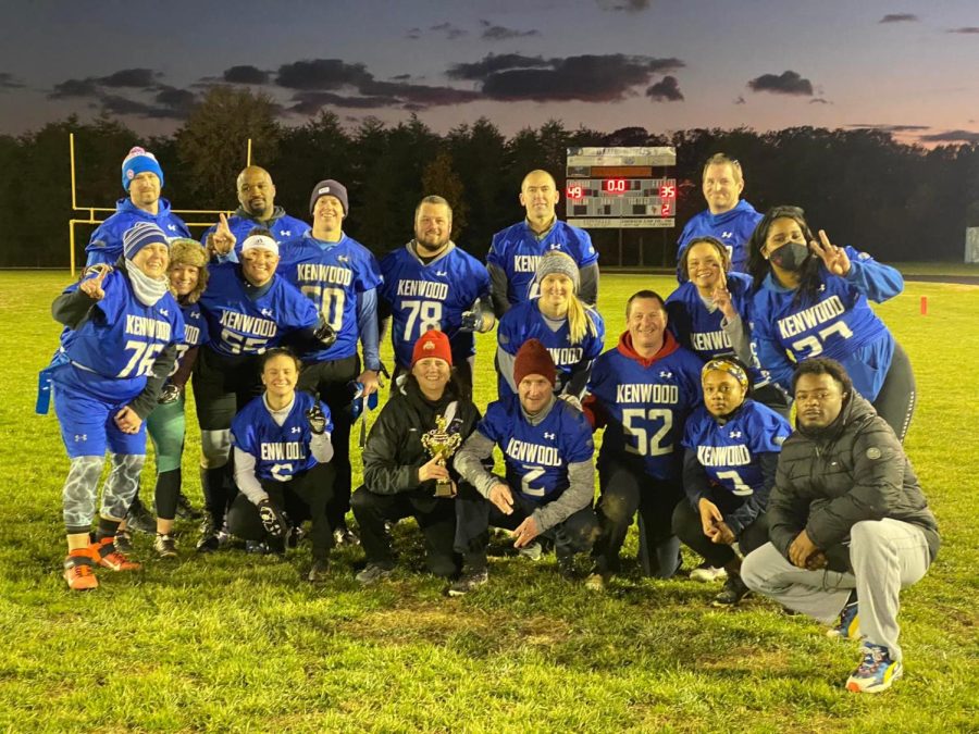 Mr. Powell takes his team sports leadership approach even onto the football field as quarterback in Kenwoods  Turkey Bowl game against Stemmers Run Middle School in which they pulled out the victory 49-35. 