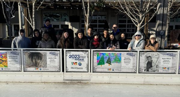 Kenwood Graphic Students Install Artwork at White Marsh Ice Rink