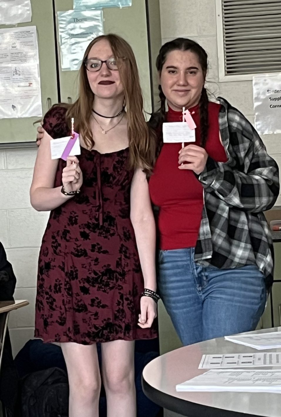 Tri-M students delivering pencil grams. 