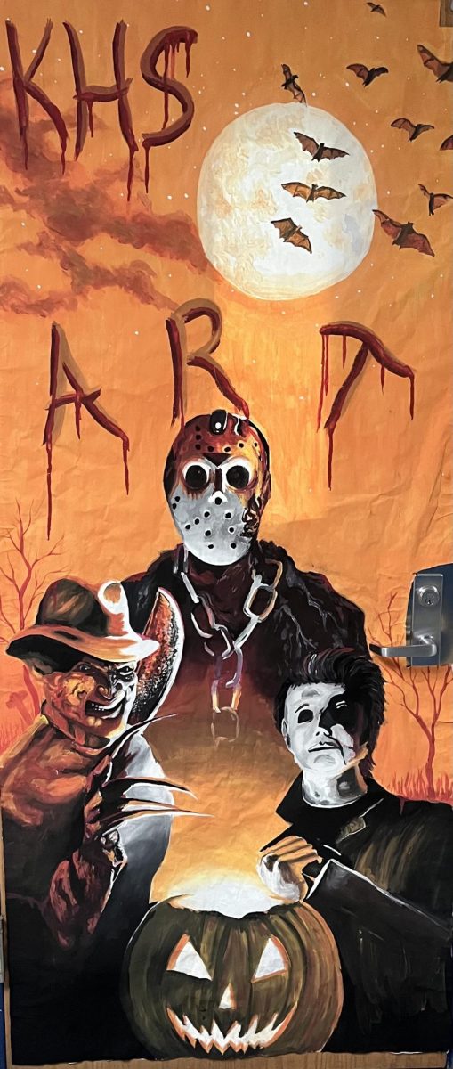 The amazing artwork outside in the art hallway. 