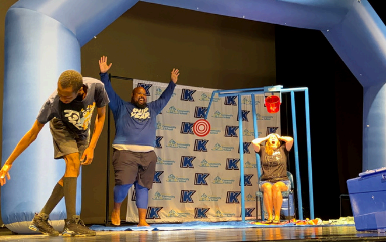 Ms. Smith in the dunk tank. 