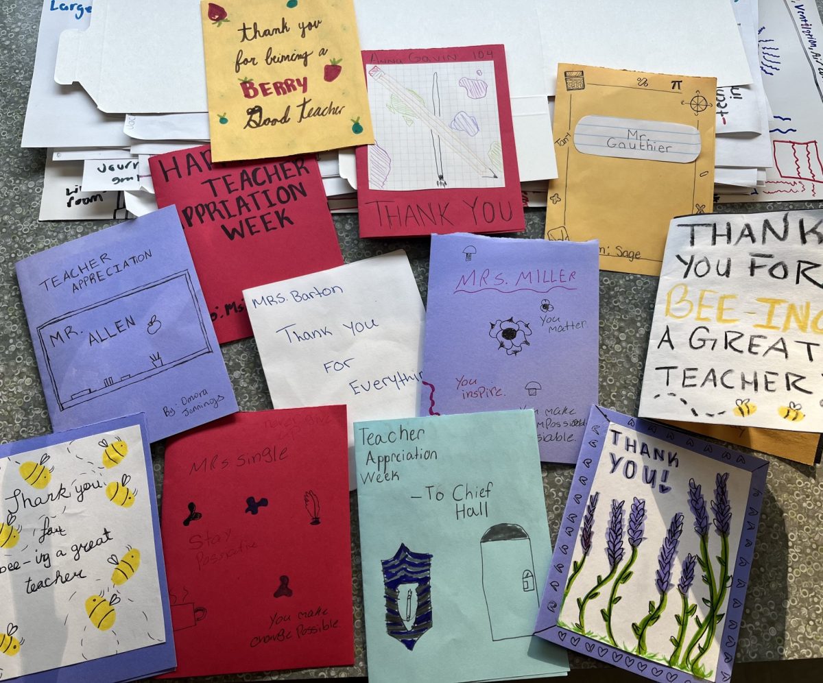 Journalism and yearbook students created "hallmark" thank you cards for Kenwood teachers to show their appreciation. 